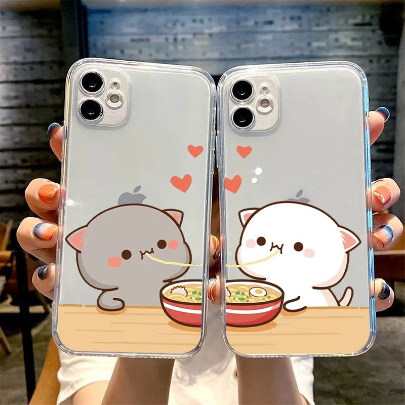 Mochi Peach Cartoon Semi Transparent Cases
