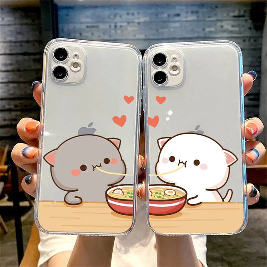 Mochi Peach Cartoon Semi Transparent Cases