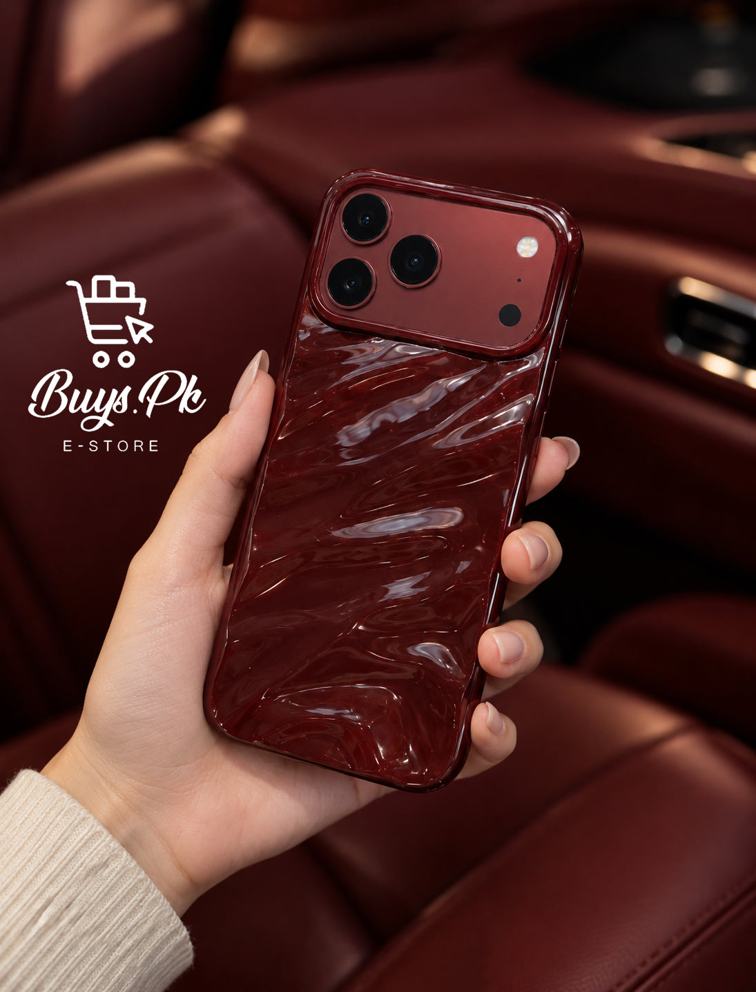 Cherry Burgundy Waves Phone Case Iphone 11 to 18 Pro Max