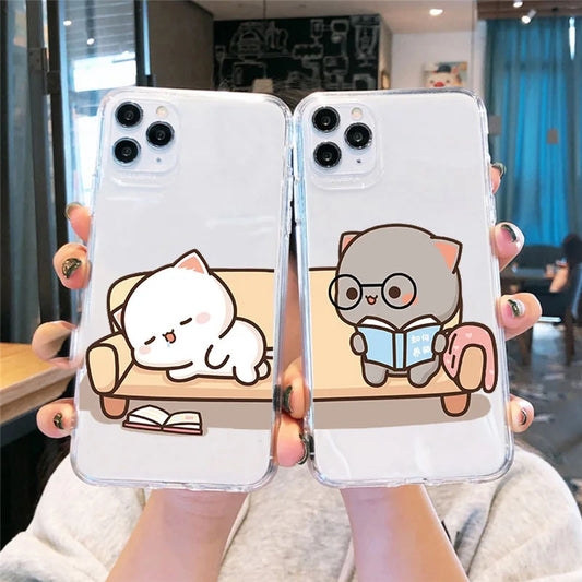 Mochi Peach Cartoon Semi Transparent Cases