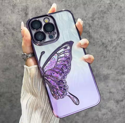 Butterfly Bling Plated Electroplated Phone Case with Lens Covered