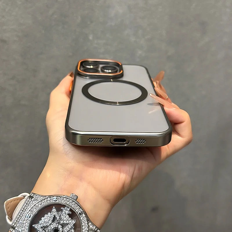 (SALE Product) Titanium Luxury Glass MagSafe Case + Camera Lens