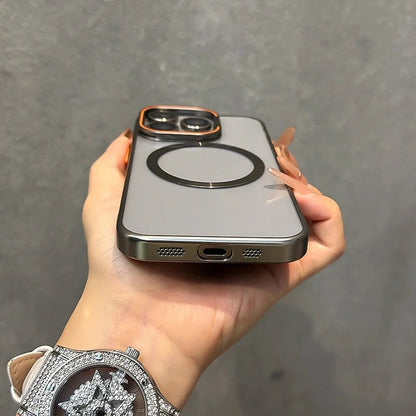 (SALE Product) Titanium Luxury Glass MagSafe Case + Camera Lens