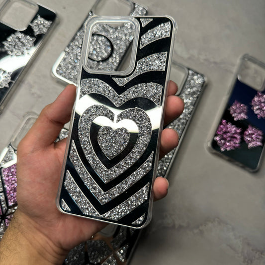 Hearts Glitter Mirror Case