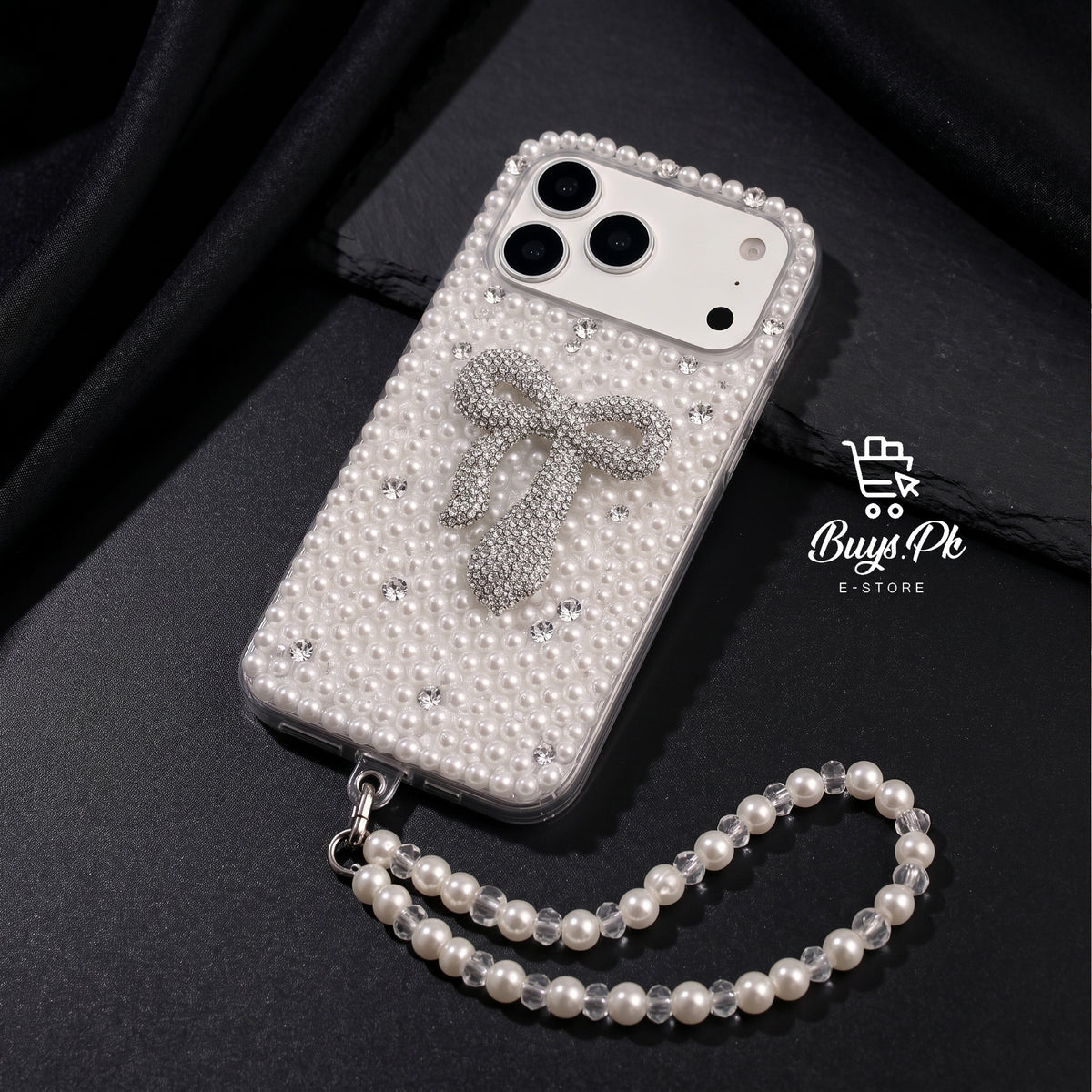Pearl Desing Case with Diamond Bow with Charm