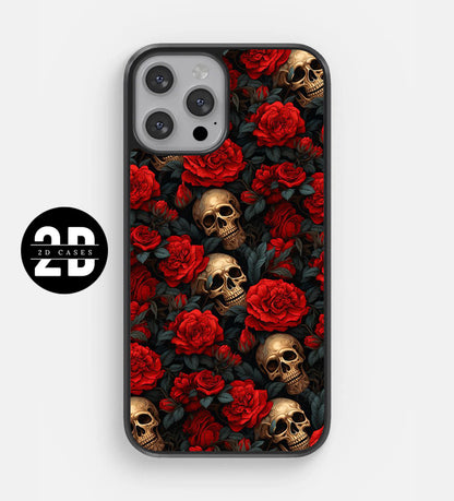 ROSE with Skull Print 2D Case