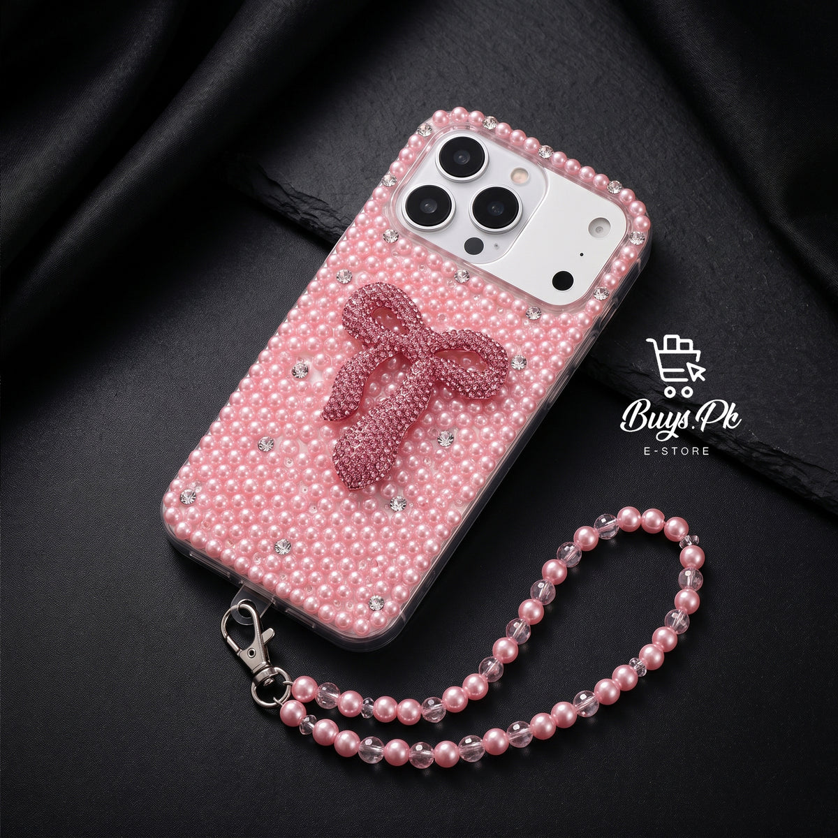 Pearl Desing Case with Diamond Bow with Charm