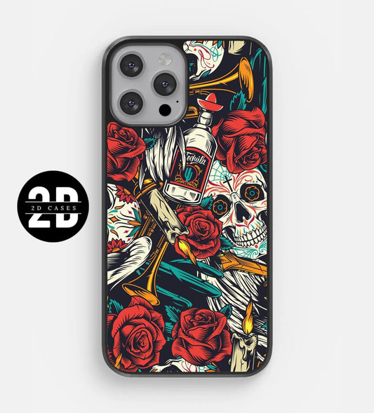 Skull with Rose Print 2D Case