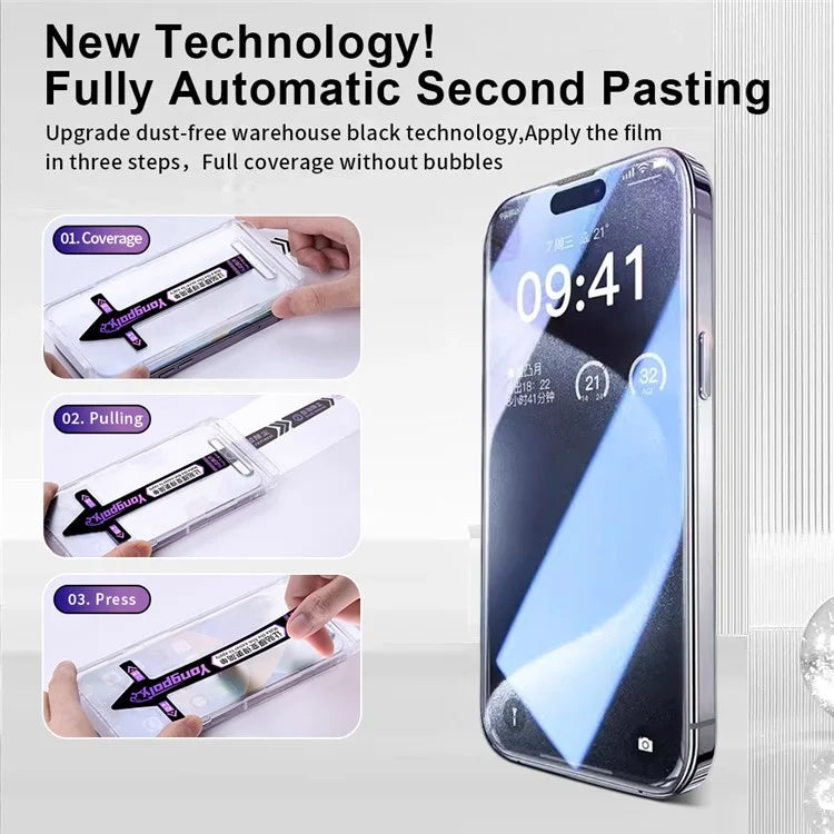 YONGPOLY For iPhone Models Only Tempered Glass Screen Protector Silk Printing Film with Dust-Proof Net