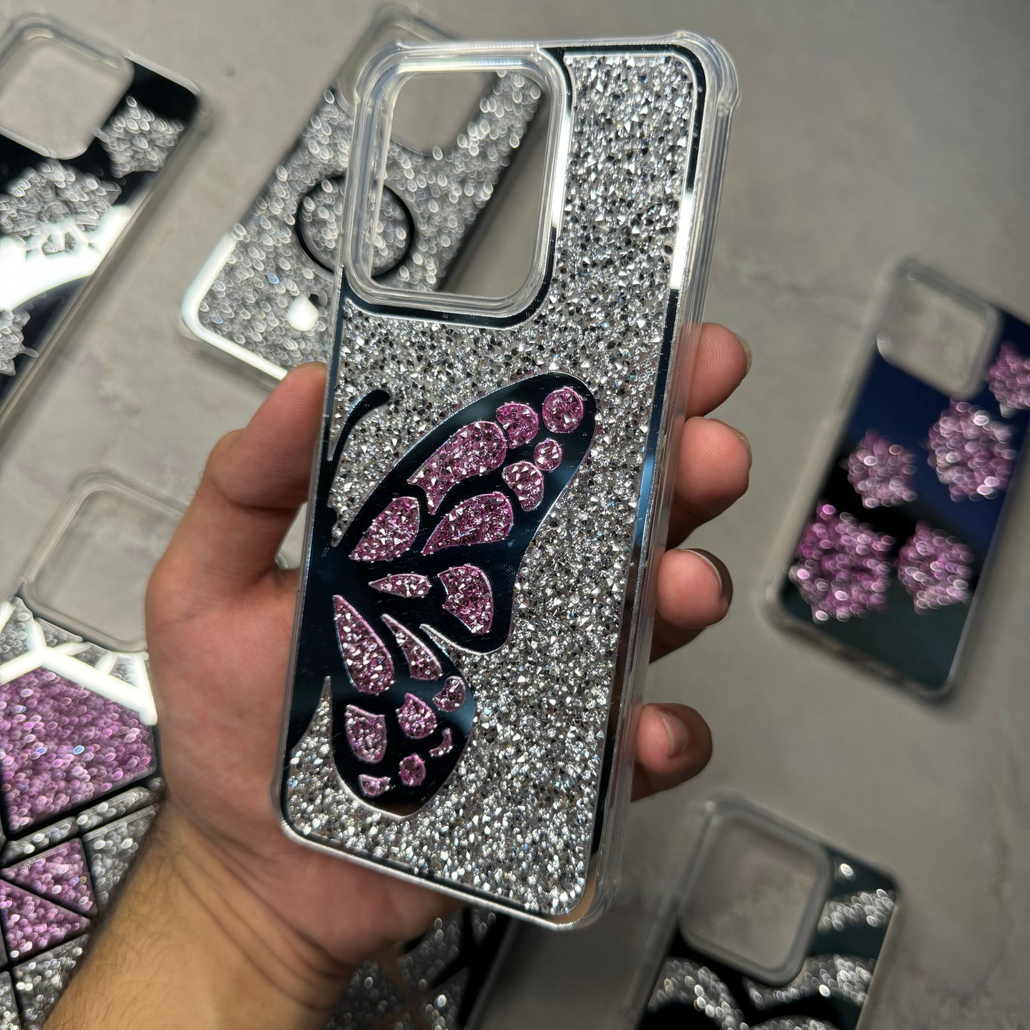 Butterfly Glitter Mirror Case