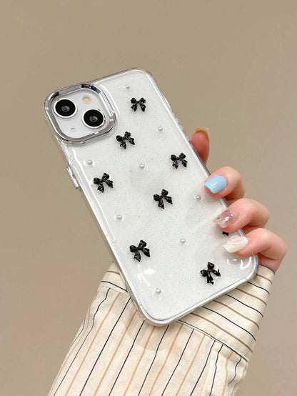 Black Bow Transparent Shimmery Case