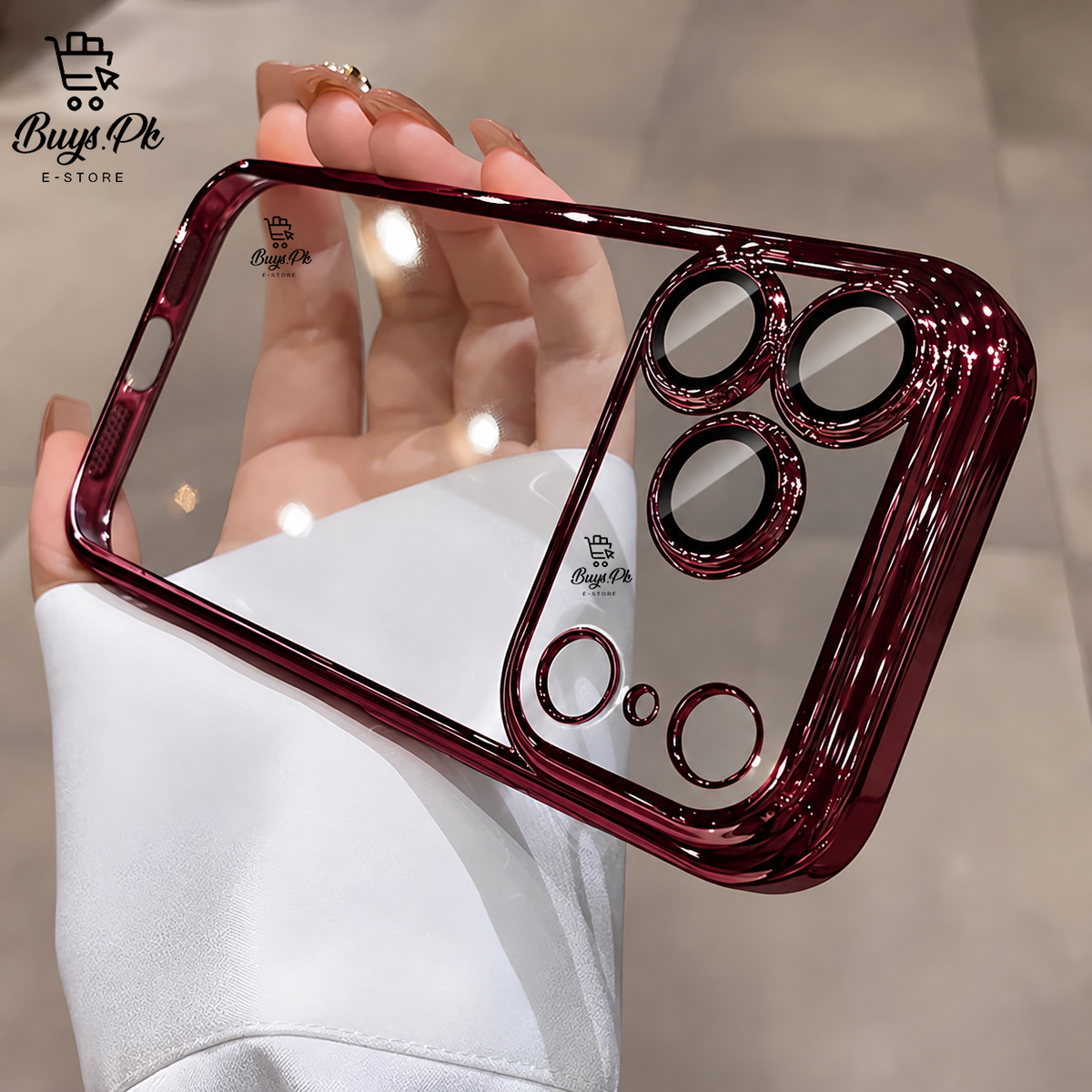 Electroplated Crystal Clear Dark Cherry 18 Pro / 18 Pro Max