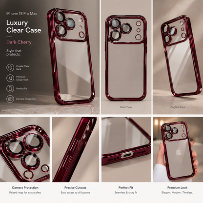 Electroplated Crystal Clear Dark Cherry 18 Pro / 18 Pro Max