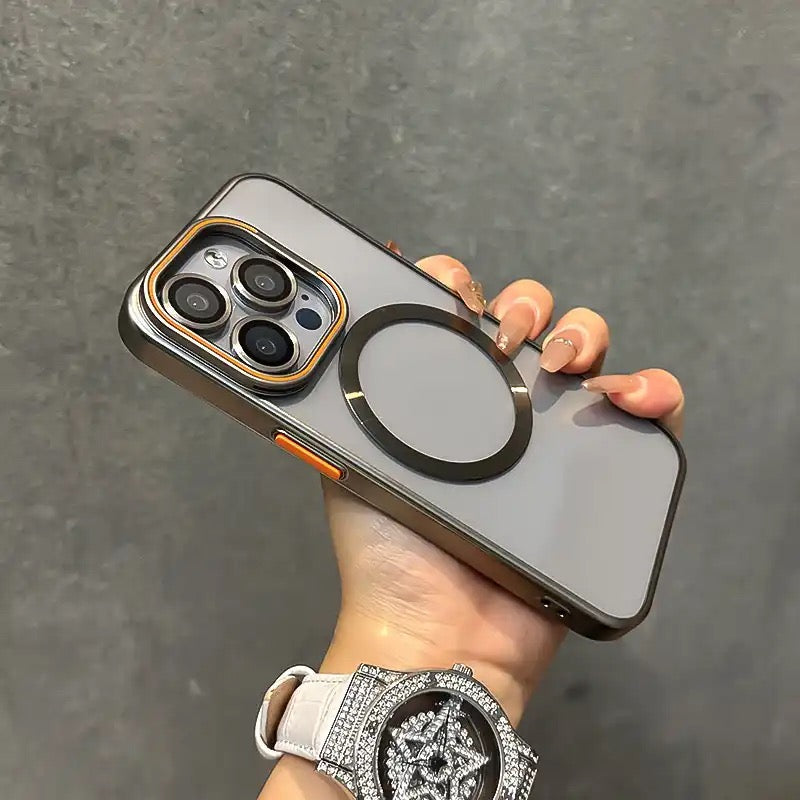 (SALE Product) Titanium Luxury Glass MagSafe Case + Camera Lens