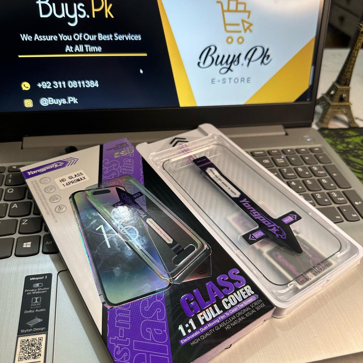 YONGPOLY For iPhone Models Only Tempered Glass Screen Protector Silk Printing Film with Dust-Proof Net
