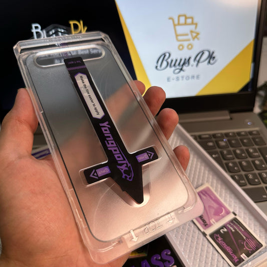 YONGPOLY For iPhone Models Only Tempered Glass Screen Protector Silk Printing Film with Dust-Proof Net