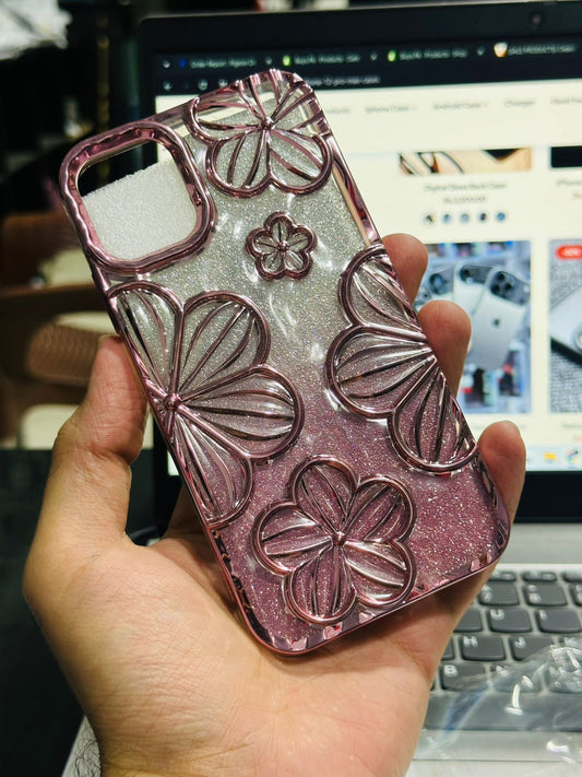 (Sale Product) Iphone 11 Pink Flower Shimmer Case
