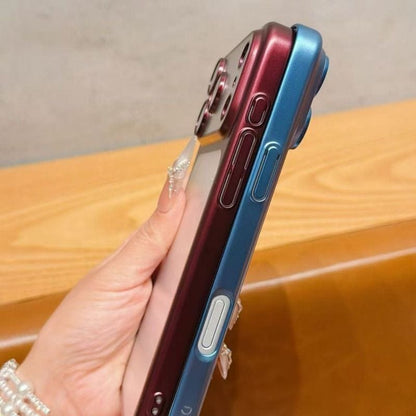 Luxury Frosted Translucent PC Phone Case Plating Frame Lens Film Protection 18 Series