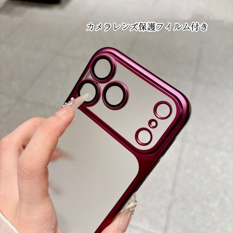 Luxury Frosted Translucent PC Phone Case Plating Frame Lens Film Protection 18 Series