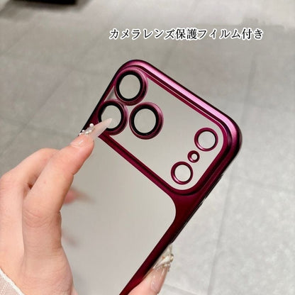 Luxury Frosted Translucent PC Phone Case Plating Frame Lens Film Protection 18 Series