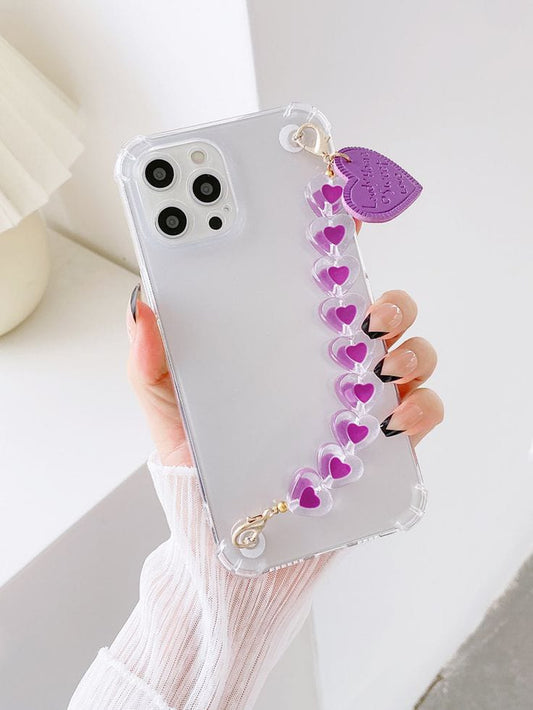 Pink & Purple Heart Chain with Transparent Case