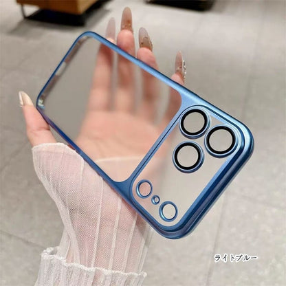 Luxury Frosted Translucent PC Phone Case Plating Frame Lens Film Protection 18 Series
