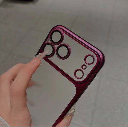 Luxury Frosted Translucent PC Phone Case Plating Frame Lens Film Protection 18 Series