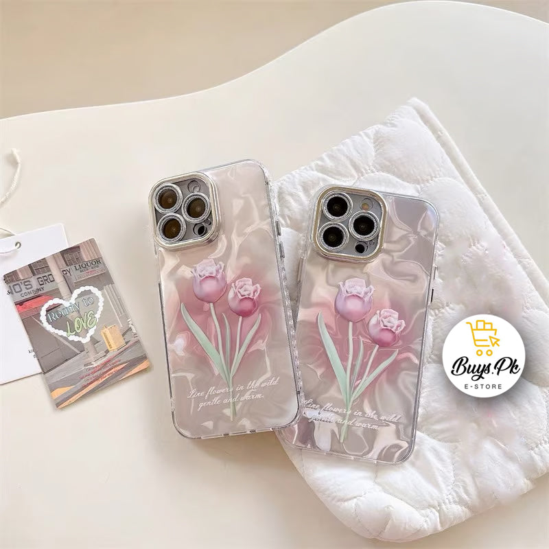 Gradient Floral iPhone Case w/ Crystal Lens Protector