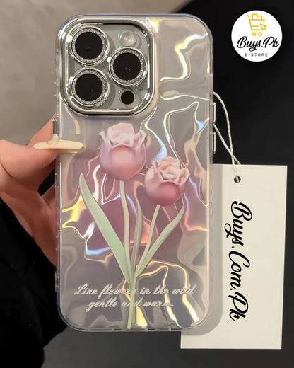 Gradient Floral iPhone Case w/ Crystal Lens Protector