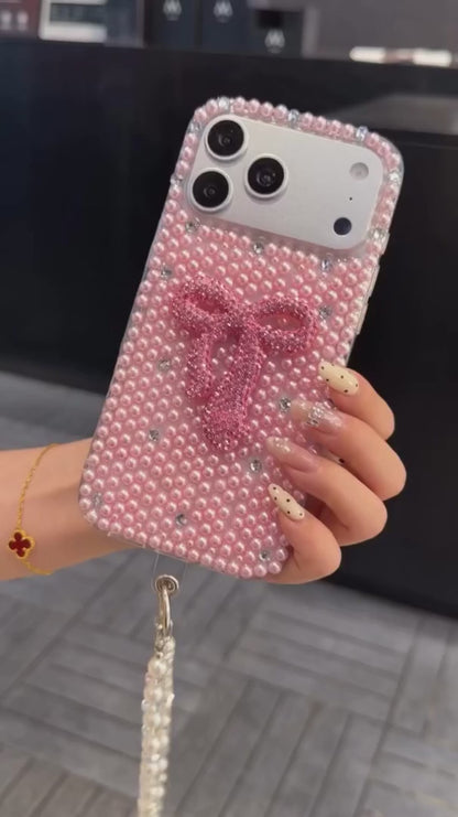 Pearl Desing Case with Diamond Bow with Charm