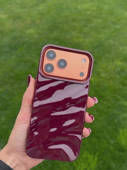 Cherry Burgundy Waves Phone Case Iphone 11 to 17 Pro Max