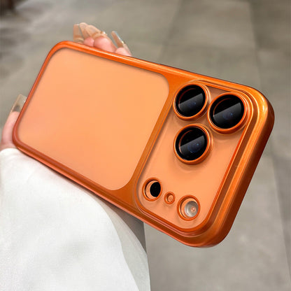 Luxury Frosted Translucent PC Phone Case for Iphone 17 Pro Max / 17 Pro Plating Frame Lens Film Protection Anti-fall Phone Cover
