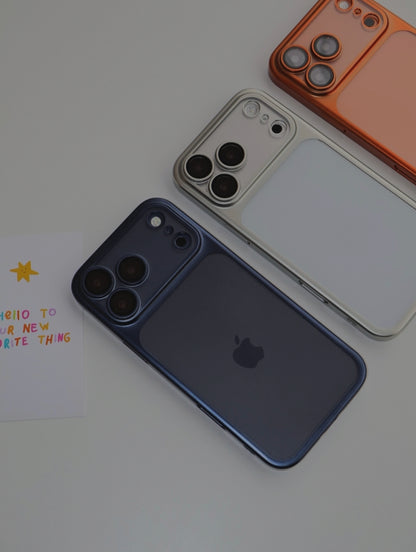 Luxury Frosted Translucent PC Phone Case Plating Frame Lens Film Protection Anti-fall Phone Cover