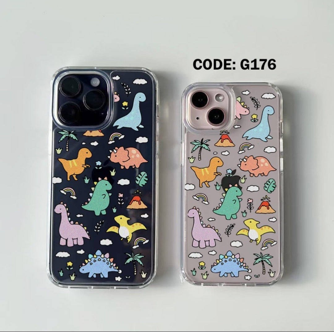 Mini Dino Semi Transparent Printed Phone Case