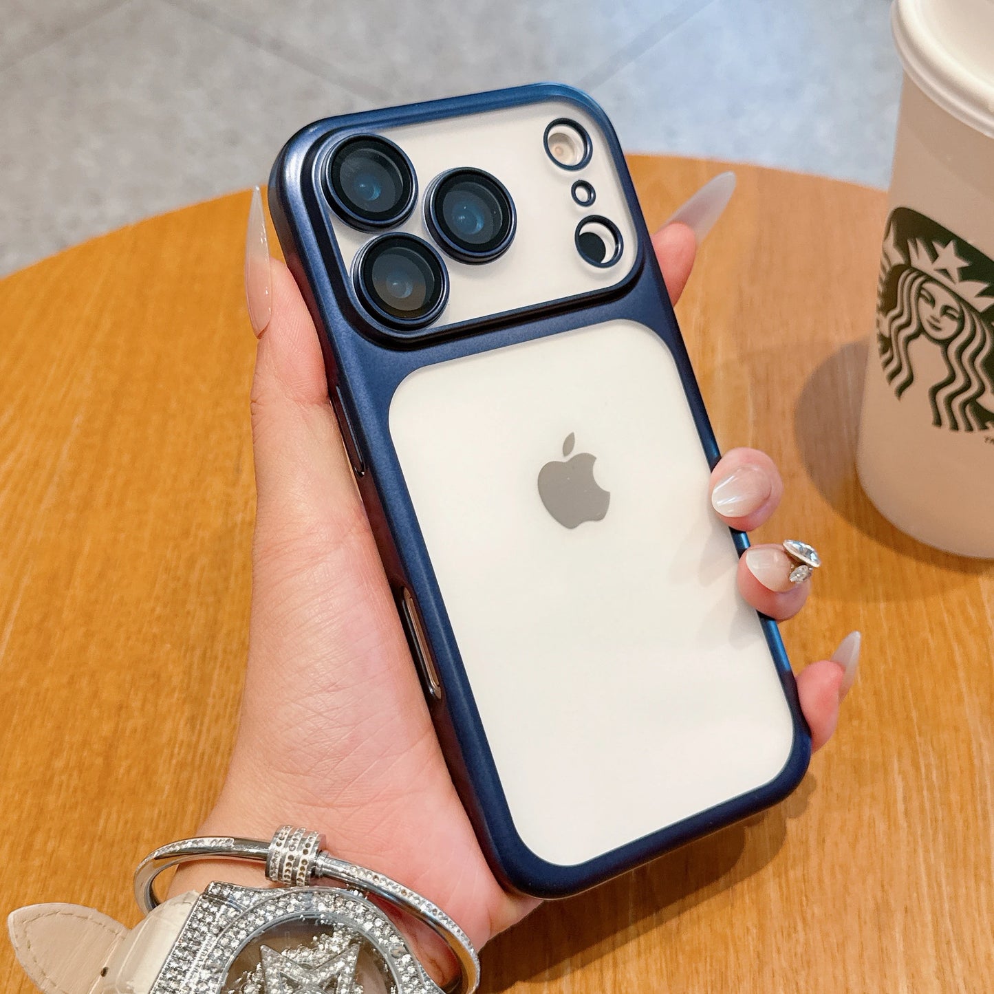 Luxury Frosted Translucent PC Phone Case for Iphone 17 Pro Max / 17 Pro Plating Frame Lens Film Protection Anti-fall Phone Cover