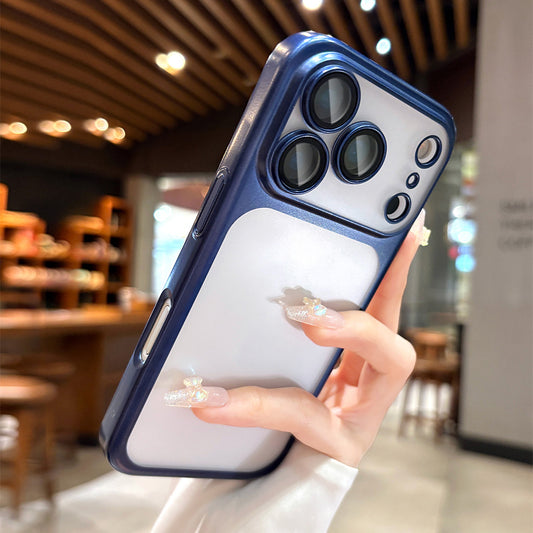 Luxury Frosted Translucent PC Phone Case for Iphone 17 Pro Max / 17 Pro Plating Frame Lens Film Protection Anti-fall Phone Cover