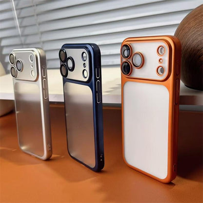 Luxury Frosted Translucent PC Phone Case for Iphone 17 Pro Max / 17 Pro Plating Frame Lens Film Protection Anti-fall Phone Cover