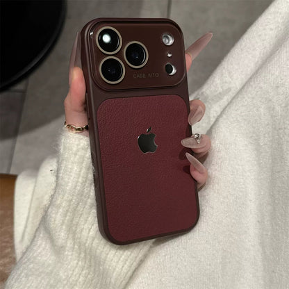 Rich Dark Cherry Leather Texture Premium Case