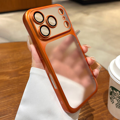 Luxury Frosted Translucent PC Phone Case for Iphone 17 Pro Max / 17 Pro Plating Frame Lens Film Protection Anti-fall Phone Cover