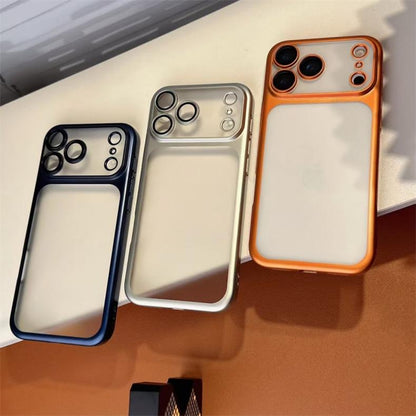 Luxury Frosted Translucent PC Phone Case for Iphone 17 Pro Max / 17 Pro Plating Frame Lens Film Protection Anti-fall Phone Cover