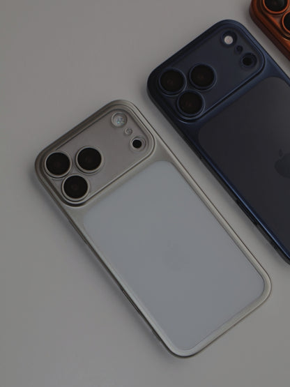 Luxury Frosted Translucent PC Phone Case Plating Frame Lens Film Protection Anti-fall Phone Cover