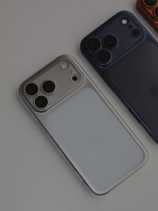 Luxury Frosted Translucent PC Phone Case Plating Frame Lens Film Protection Anti-fall Phone Cover