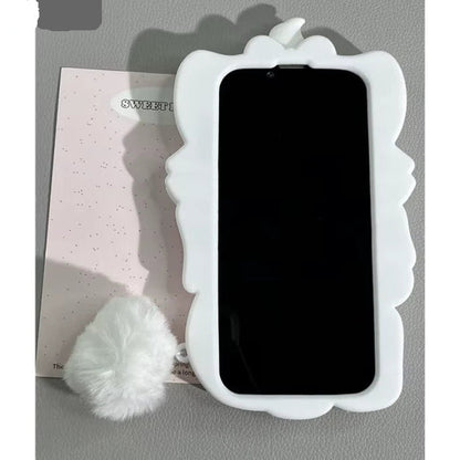 Lovely Marie Cat Bow Cartoon Cute Pink Cat With Plush Pendant Phone Case