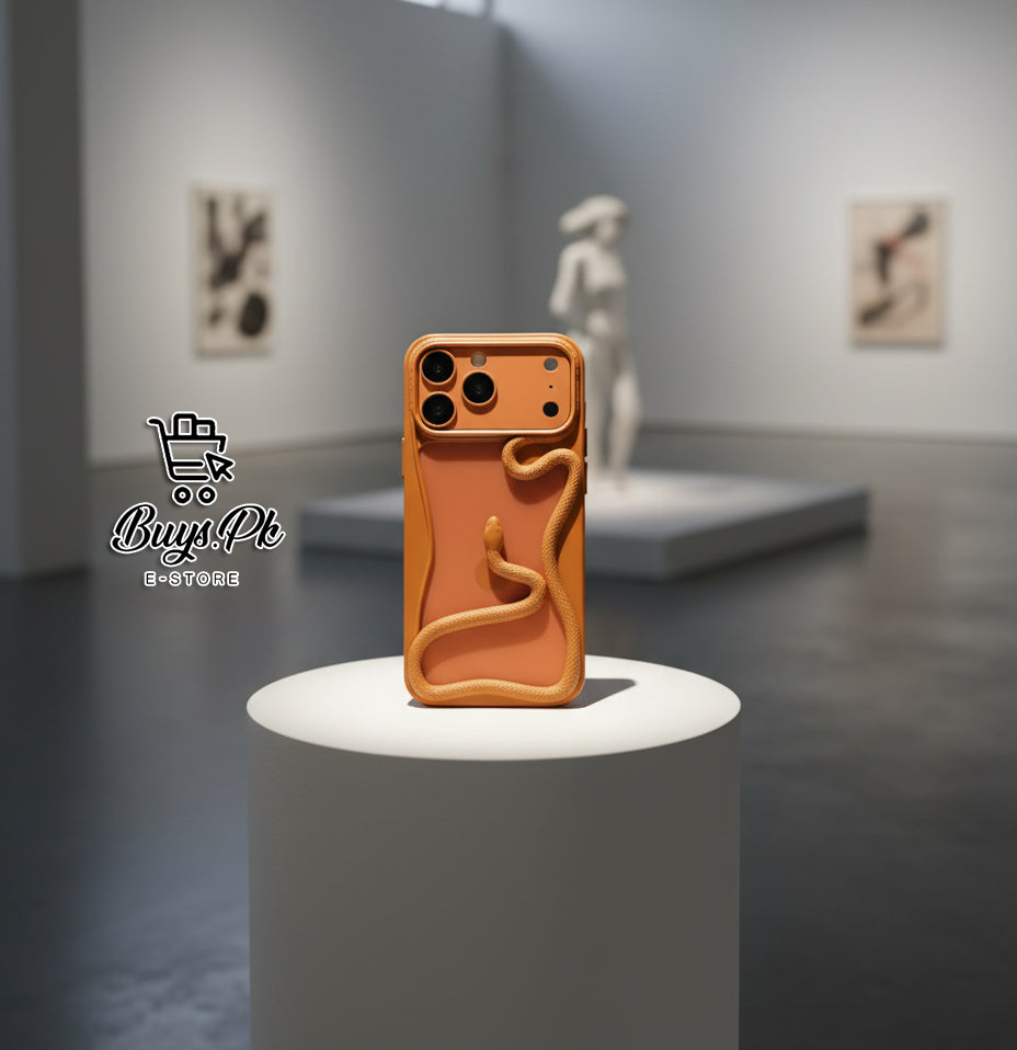 Cosmic Orange 3D Silicone Snake Case