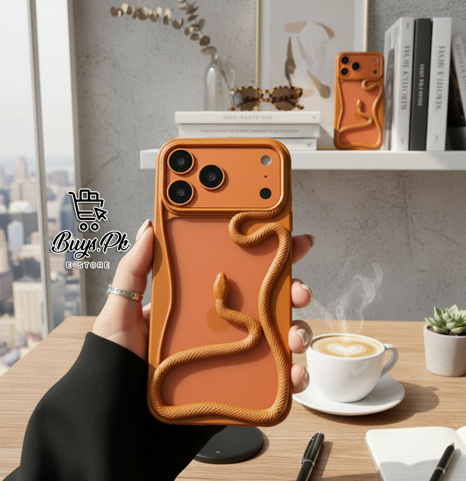 Cosmic Orange 3D Silicone Snake Case