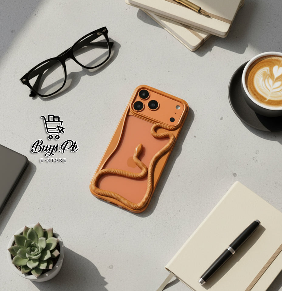 Cosmic Orange 3D Silicone Snake Case